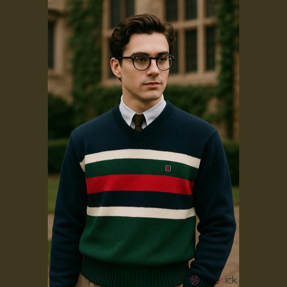 90s Vtg Tommy Hilfiger cotton heavy knit sweater sz L striped crewneck Y2K retro